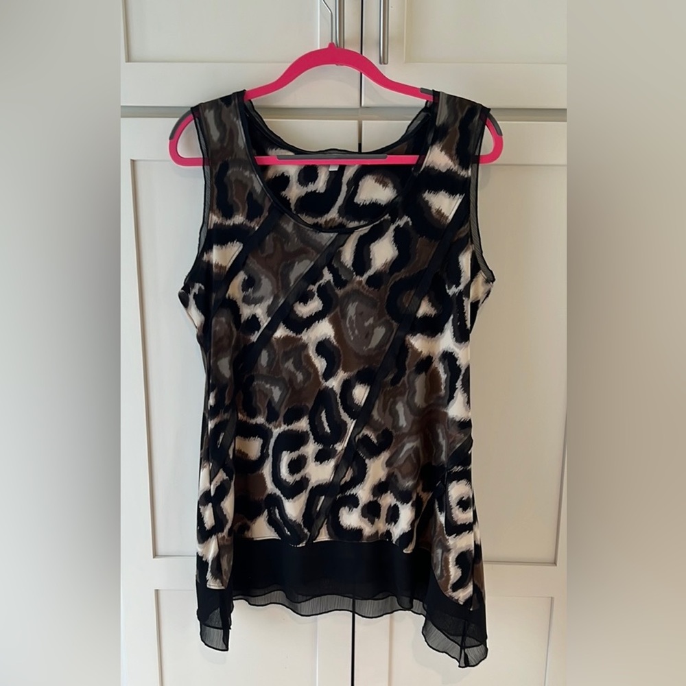 UK 14 Animal Print sleeveless top with trim Per Una is Marks & Spencer UK brand